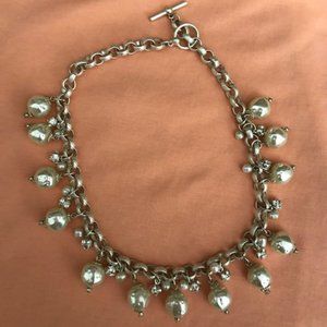 Silver pearl and crystals necklace